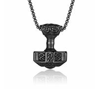 SYAVR Collar de acero de titanio Thor'S Hammer de estilo nórdico retro, personalidad de nicho, tendencia artística dominante, accesorios de atuendo para hombre