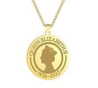 SYAVR Collar de Colgante Conmemorativo de la Reina Isabel II de Acero Inoxidable
