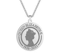 SYAVR Collar de Colgante Conmemorativo de la Reina Isabel II de Acero Inoxidable