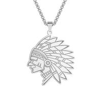 SYAVR Collar de Colgante de Chef Indio de Acero Inoxidable Joyería de Guerrero Indio