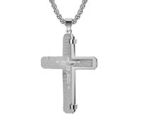 SYAVR Collar de cruz de acero de titanio de joyería, colgante de cruz grande poderoso