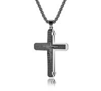 SYAVR Collar de cruz de acero de titanio de joyería, colgante de cruz grande poderoso