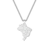 SYAVR Collar de Joyería con Colgante de Mapa de Brasil Personalizado de Acero Inoxidable