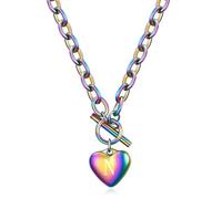 SYAVR Collar Ot colorido de 26 letras en forma de corazón Collar colgante de melocotón de acero inoxidable de acero inoxidable