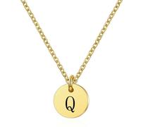 SYAVR Collar redondo de acero inoxidable 26 letras mayúsculas Collar versátil de cadena de clavícula para mujer