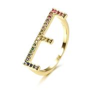 SYAVR Diseño de nicho de anillo de arco iris, anillo de 26 letras inglesas, accesorio de moda apilable