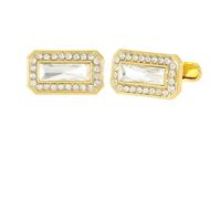 SYAVR Gemelos de Cristal de Diamante Completo de circón Cuadrado Dorado Camisa de Hombre Uñas de Manga Francesa