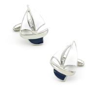 SYAVR Gemelos de velero con Fondo Azul de capitán, Tachuelas en Las Mangas, Botones de Camisa Francesa