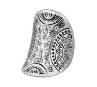 SYAVR Joyería Boutique Retro Estilo Étnico Punk Exagerado Tótem Tallado Curvado Creativo Personalizado Anillo