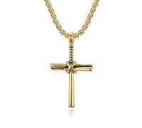 SYAVR Joyería Collar de cruz de palo de béisbol de acero de titanio Colgante de cruz de abanico deportivo