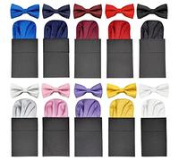 SYAYA Juego de 10 pañuelos de bolsillo para hombre, pañuelo de bolsillo para chaqueta o esmoquin formal, PF-H-6, Juego de 10 cuadrados de bolsillo y pajarita de lunares, talla única