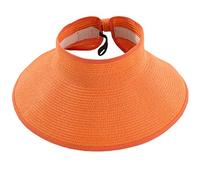 SYAYA Sombrero de paja plegable para mujer de verano con visera parasol de ala ancha Packable Cap M01, naranja., Talla única