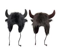 syayw Bull Horn Hat - 67 Cm Velvet Water Buffalo Sombrero para Hombre Mujer | Falso Horn Cap para Animal, Cosplay, Festival, Tema, Fiesta, Al Aire Libre, Aventuras, Halloween, Senderismo