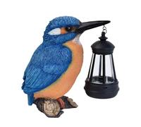 syayw Garden Bird Statues,Waterproof Resin Blue Kingfisher with Solar Lantern,Outdoor Bird Figurine Light | Ideal For Patio, Lawn, Pathway, Balcony, Landscape, Women, Mom, Grandma