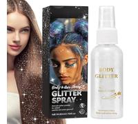 syayw Spray de purpurina, spray para el cabello en polvo seco, maquillaje de larga duración, iluminador para la cara, piel, carnaval, festivales, eventos