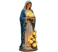 syayw Virgin Mary Solar Statue - Garden Solar Figurine Blessed Mother Statue, Outdoor Mary Statuue with Light For Yard Backyard, Solarr Powered Virgin For Lawn Patio, Glowing Religious Garden Decor