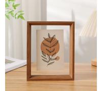 SYBNIKOLF marco de fotos, Marco de fotos, marco madera acrílica doble cara for postales, conmemorativas, especímenes, multicolor, varios tamaños(Brown,A4)