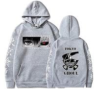 Sybnwnwm Tokyo Ghoul - Sudadera con capucha de anime con capucha y manga larga para hombres y mujeres, gris, M