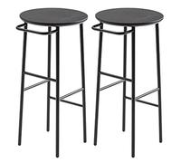 SYCARPET 2Pcs Bar Stool, sillas de Bar con reposapiés, Marco de Hierro Negro para la Sala de Estar, Comedor, Cocina, diseño Industrial rústico