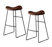 SYCARPET Juego de 2 taburetes de Cuero de la Barra de la Altura del Contador de la PU Siglo Medio Taburetes de Cocina Modernos Sillas de Barra de Desayuno, sillas de Comedor con Patas de Metal