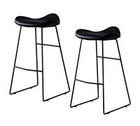 SYCARPET Juego de 2 taburetes de Cuero de la Barra de la Altura del Contador de la PU Siglo Medio Taburetes de Cocina Modernos Sillas de Barra de Desayuno, sillas de Comedor con Patas de Metal