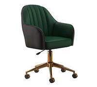 SYCARPET Linda Silla de Oficina en casa, Silla de Escritorio giratoria de Cuero de PU, Silla de computadora con Ruedas hidráulicas sin Brazos con Respaldo, Base Dorada para niñas Adolescentes