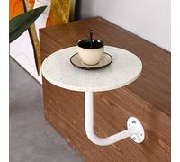 SYCARPET Mesa al Final del Lado Redondo Blanco, mesita de Noche de la Mesa de terrazo con Marco de Metal para Dormitorio pequeño, Oficina, cafetería, Bocadillo