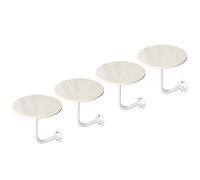 SYCARPET Mesa al Final del Lado Redondo Blanco, mesita de Noche de la Mesa de terrazo con Marco de Metal para Dormitorio pequeño, Oficina, cafetería, Bocadillo