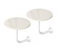 SYCARPET Mesa al Final del Lado Redondo Blanco, mesita de Noche de la Mesa de terrazo con Marco de Metal para Dormitorio pequeño, Oficina, cafetería, Bocadillo