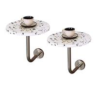 SYCARPET Mesa de café de Terrazzo Round Modern Round Top con L Base, Mesa de cóctel de Mesa de sofá montada en la Pared para la Barra de Babe de Libro de Libros Bar de Bocadillo