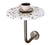SYCARPET Mesa de café de Terrazzo Round Modern Round Top con L Base, Mesa de cóctel de Mesa de sofá montada en la Pared para la Barra de Babe de Libro de Libros Bar de Bocadillo