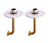 SYCARPET Mesa de cócteles de terrazo Redonda Blanca luz de café de la Pared de Lujo Mesa Lateral de Metal en Forma de L de Metal para pequeños Espacios de Pub cafes pequeños