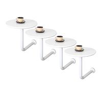 SYCARPET Mesa de Extremo Lateral Redonda Blanca para Espacios pequeños, Mesa de Madera Maciza con Marco de Metal, Mesa de Acento Moderno de Mesa de Acento Snack Stand de Planta de Mesa