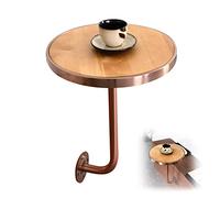 SYCARPET Mesa de Madera Maciza pequeña Mesa Redonda de Bistro de Metal montada en la Pared Mesa de café de la Mesa Lateral del sofá/al Aire Libre para Sala de Estar, café, Patio