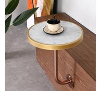 SYCARPET Panel de Cemento + Mesa Auxiliar de Metal, Mesa Redonda pequeña montada en la Pared para Sala de Estar/Dormitorio/Oficina/balcón, Mesa de café de té de sofá, 40 x 52 cm