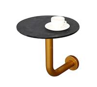 SYCARPET Piedra ardiente Creativa Mesa Redonda pequeña Mesa de café montado en la Pared de la Pared al Aire Libre Mesa Lateral de Ocio para Tienda de té de Leche en un Espacio pequeño (Negro)