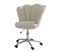 SYCARPET Silla de Oficina en casa Blanca Silla de tocador Linda con Respaldo, Silla de Escritorio de Trabajo giratoria sin Brazos tapizada para Sala de Estudio, Altura Ajustable