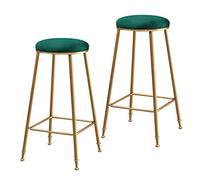 SYCARPET Taburete de bar de metal cubierto taburetes de bar apilables de terciopelo moderno taburetes de bar redondos de 2-65/75 cm