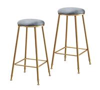 SYCARPET Taburete de bar de metal para interiores, apilables, moderno, de terciopelo, redondo, juego de 2 taburetes de bar de 65/75 cm