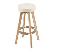 SYCARPET Taburetes de Madera con Isla de Cocina Taburetes de Bar de Altura Moderna sin Respaldo Sillas de Bar Blancas Cojín de Cuero con Cera de Aceite Silla de Desayuno