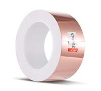 SYCEES 25M x 50mm Cinta Adhesiva de Cobre EMI Kapton Adhesivo Conductora Lámina de Cobre Adhesiva Blindaje EMI EMC para Reparaciones Eléctricas Puesta a Tierra Cinta de Cobre Contra Caracol y Babosa