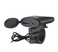 SYCEES Cargador USB QC3.0 para Motocicleta, Type C para Móvil, DC12V Manillar Impermeable, 2 Puertos de Super Charge Adaptador para Carga Rápida