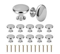 Syclishorn 12 Piezas Pomo para Armario Redondo, Plateado Perillas de Cajón con Tornillos, 25×30mm Tirador Cajón Puerta, Pomos y Tiradores Cajones Cocina