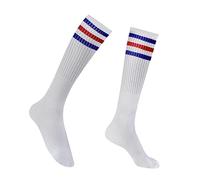 SycloPak Calcetines Deporte Mujer, Rayas, Altos, Largos, Hasta La Rodilla, Niña, Niño, Algodón, Rojo, Azul