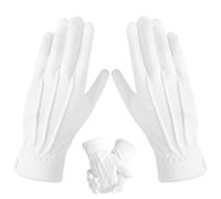 SycloPak Guantes de algodón blanco para manejo de vestidos de novia, costuras suaves para mujeres y hombres, guantes masónicos, tallas grandes, protección de manos secas, inspección de joyas, 2