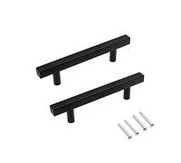 SYDARSYN 2 Pieza Negro Mate Manilla de Armario Acero Inoxidable Tiradores Muebles Cocina Puerta Tiradores Cajones T Bar Pomos Manijas del Gabinete 128 mm