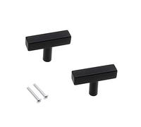 SYDARSYN 2 Pieza Negro Mate Manilla de Armario Acero Inoxidable Tiradores Muebles Cocina Puerta Tiradores Cajones T Bar Pomos Manijas del Gabinete Orificio único