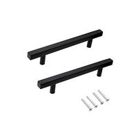 SYDARSYN 2 Pieza Negro Mate Manilla de Armario Acero Inoxidable Tiradores Muebles Cocina Puerta Tiradores Cajones T Bar Pomos Manijas del Gabinete 160 mm