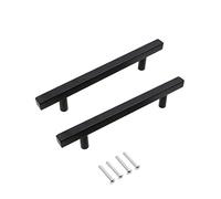 SYDARSYN 2 Pieza Negro Mate Manilla de Armario Acero Inoxidable Tiradores Muebles Cocina Puerta Tiradores Cajones T Bar Pomos Manijas del Gabinete 192 mm