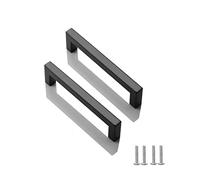 SYDARSYN 2 Piezas Cuadrado Tiradores para Muebles, Tirador para Cajón, Armario, Mueble de Cocina, Baño, Dormitorio y Oficina, 128mm, Negro